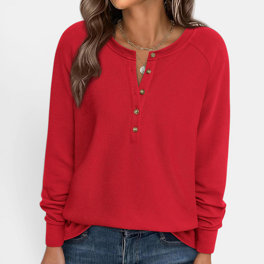 DUTCH™ – Cozy Waffle Knit Henley Top