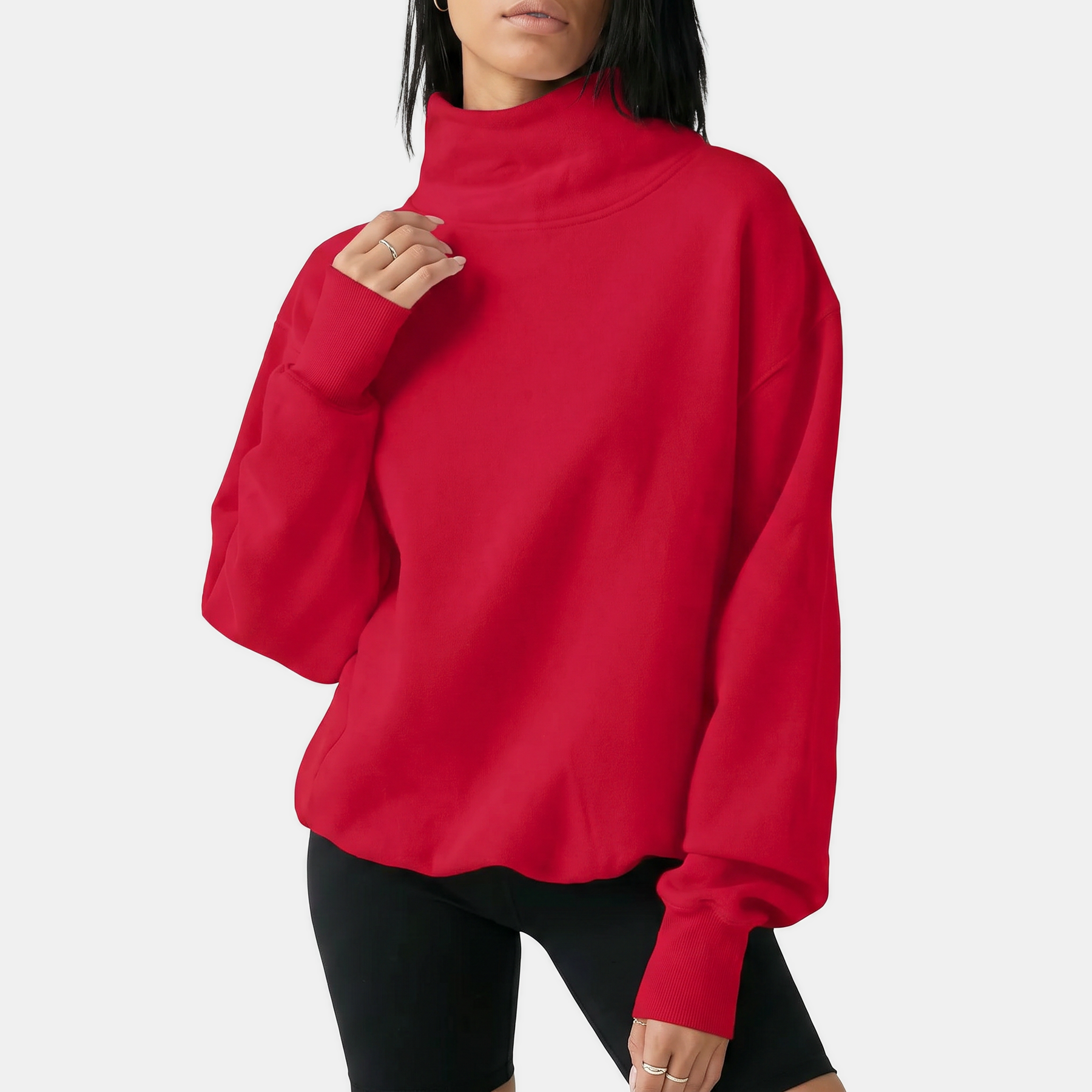 Women's Oversized Turtleneck Long Sleeve Pullover Sweatshirt