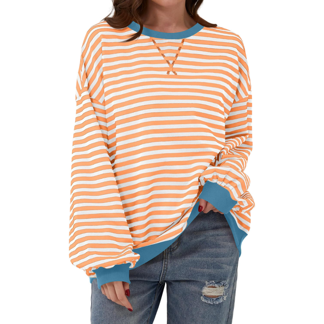 DARLOWE™ – Relaxed Striped Lantern Sleeve Hoodie