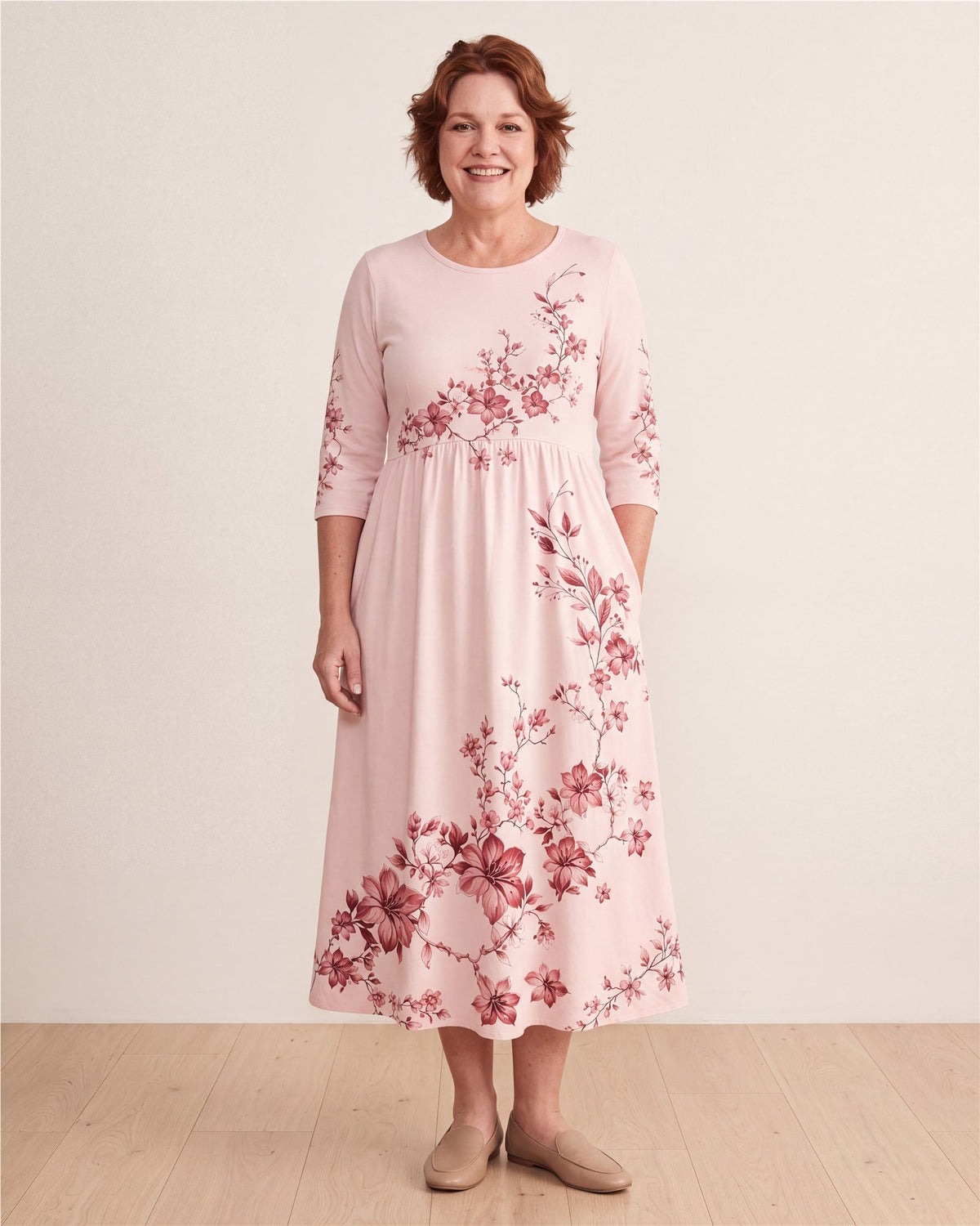 Rose Garden Charm Pocket Midi Dress
