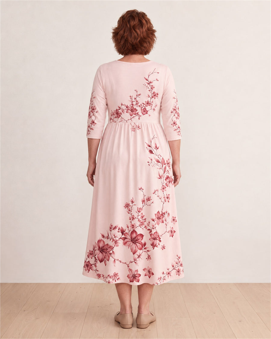 Rose Garden Charm Pocket Midi Dress – back view