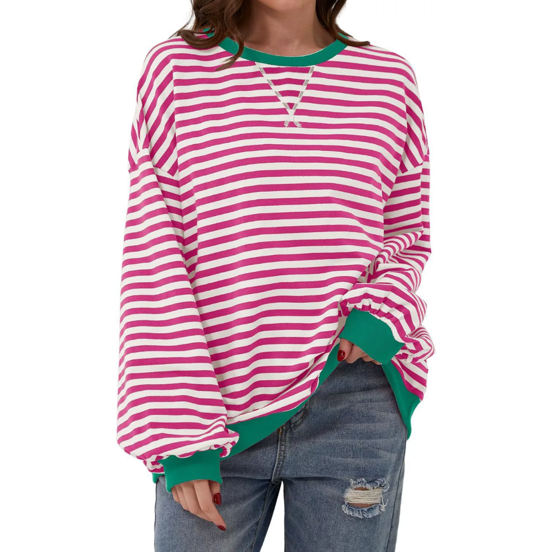 DARLOWE™ – Relaxed Striped Lantern Sleeve Hoodie