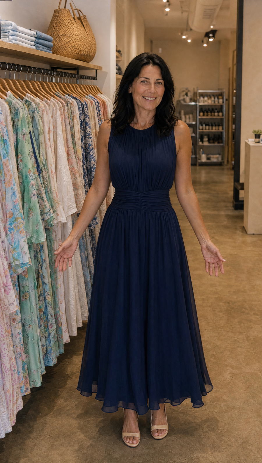 Roxanne | Ruched Waist Sleeveless Maxi Dress