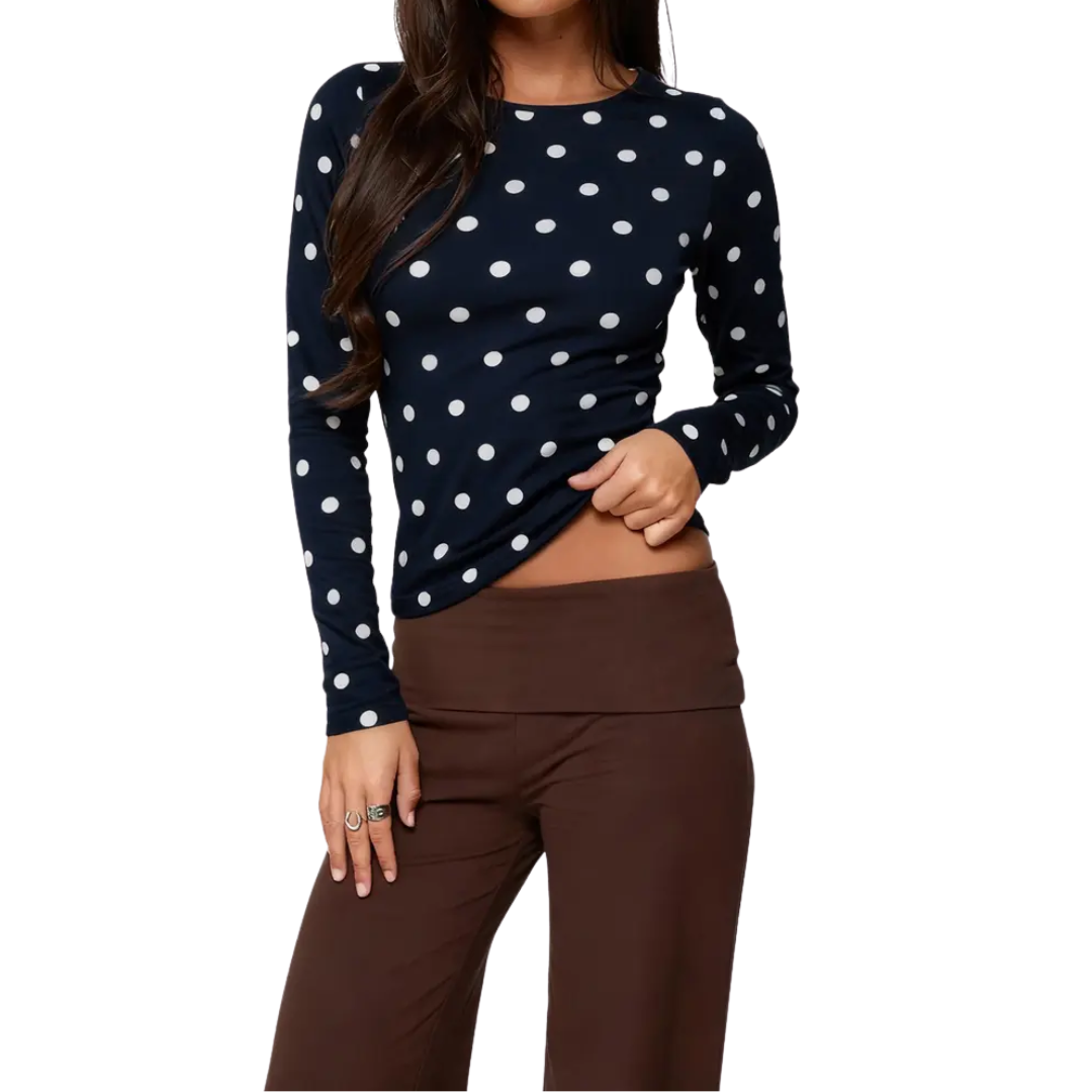DOTTY™ – Polka Dot Slim Fit Long Sleeve Top