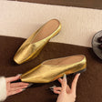 Lyra Metallic Square-Toe Mules