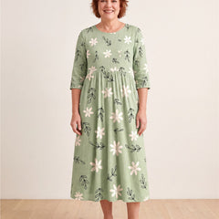 Sage Blossom Everyday Pocket Midi Dress