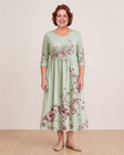 Sage Blossom Grace Pocket Midi Dress