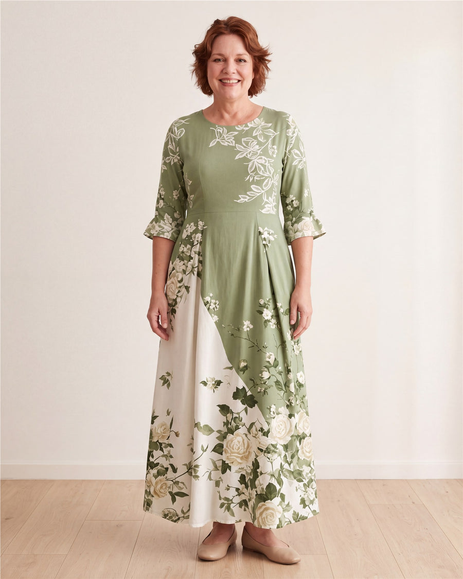 Sage Garden Rose Pocket Maxi Dress – view 1