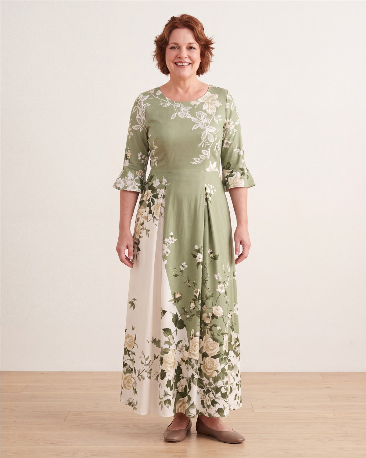 Sage Garden Rose Pocket Maxi Dress – view 4