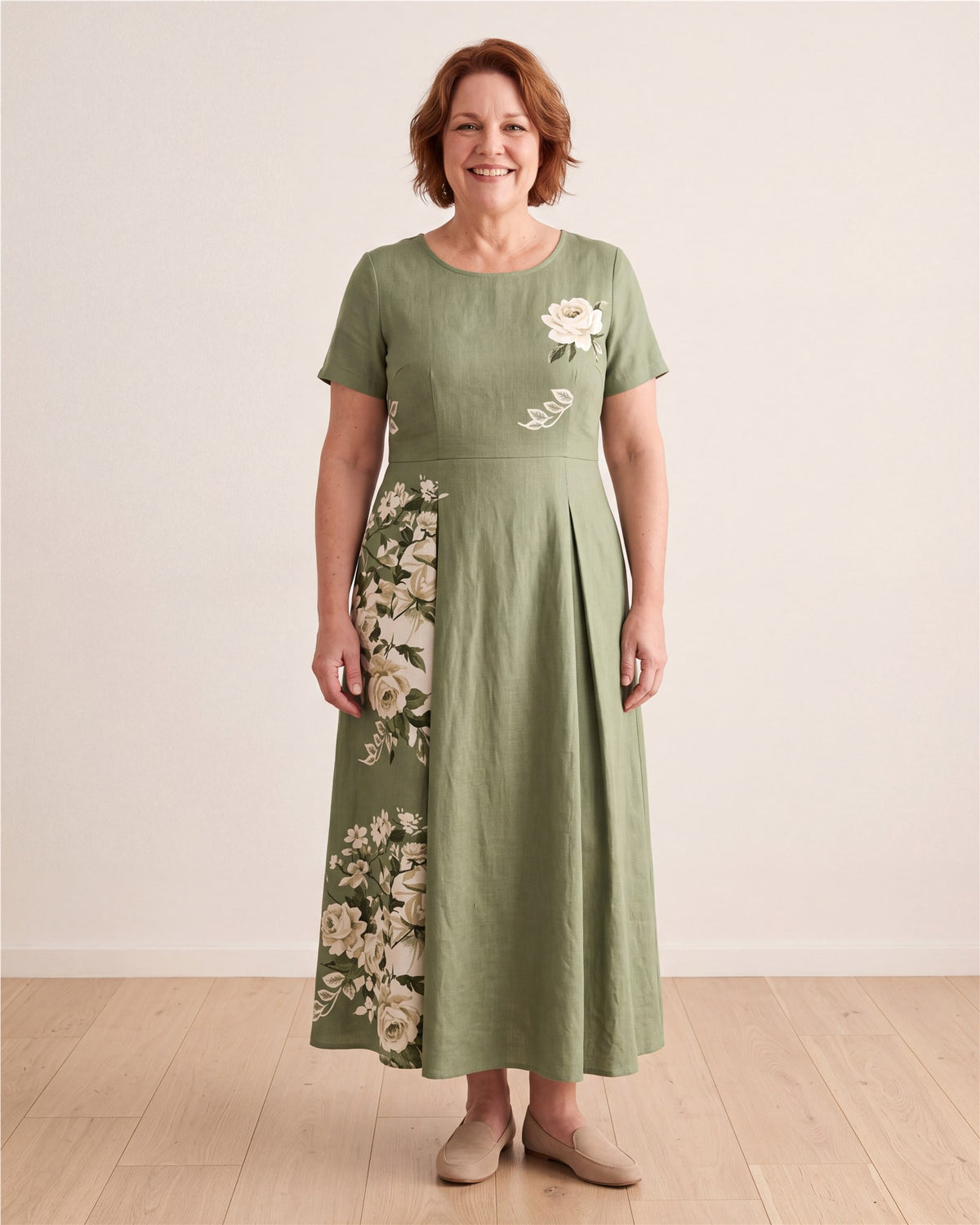 Sage Garden Rose Pocket Maxi Dress – view 7
