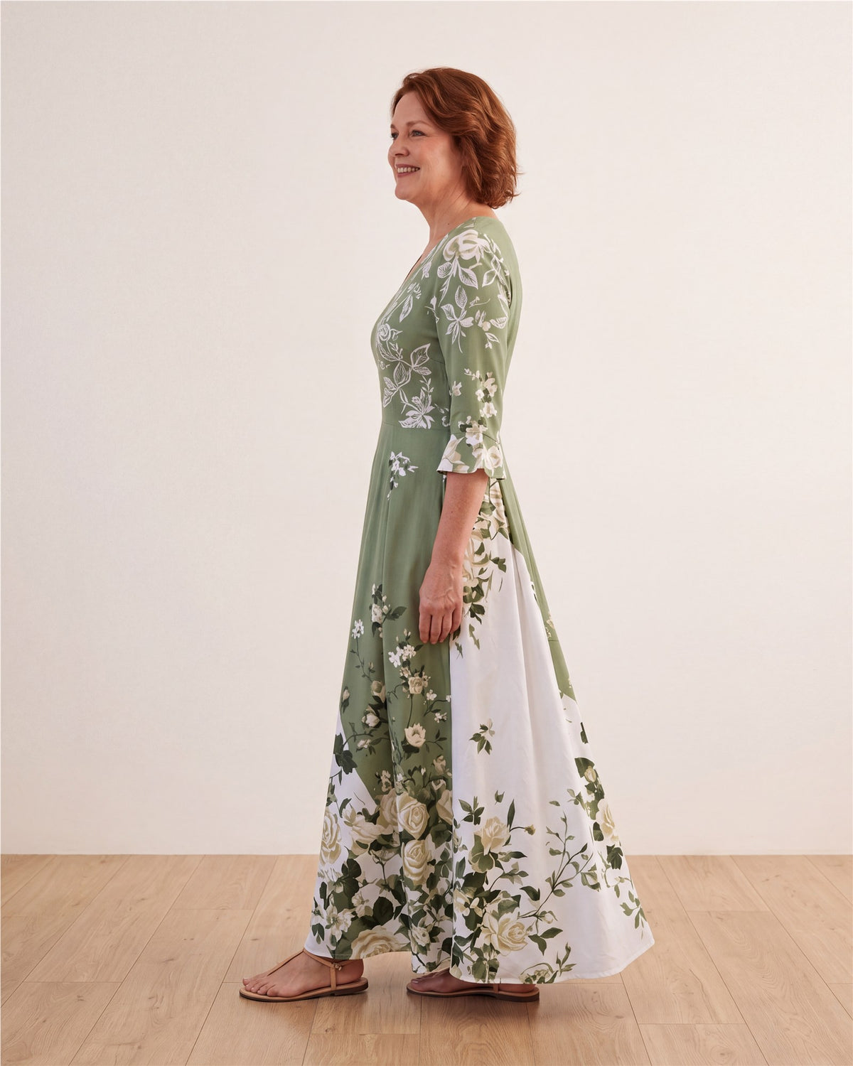 Sage Garden Rose Pocket Maxi Dress – view 8
