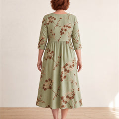 Sage Meadow Floral Pocket Midi Dress – back view