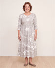 Silver Blossom Grace Pocket Midi Dress