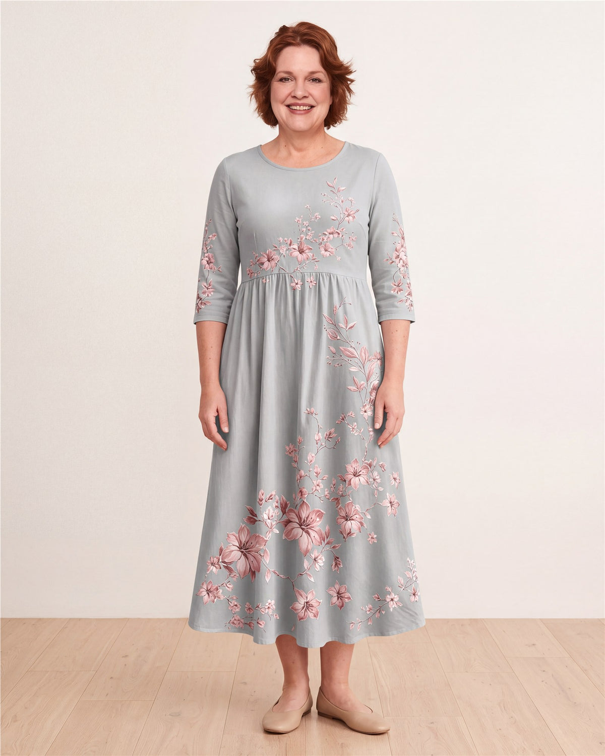 Silver Blossom Retreat Midi Dress