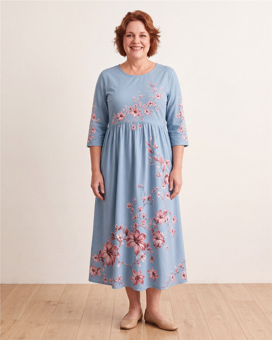 Sky Blossom Weekend Midi Dress