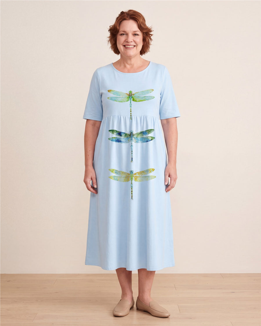 Sky Meadow Dragonfly Pocket Midi Dress