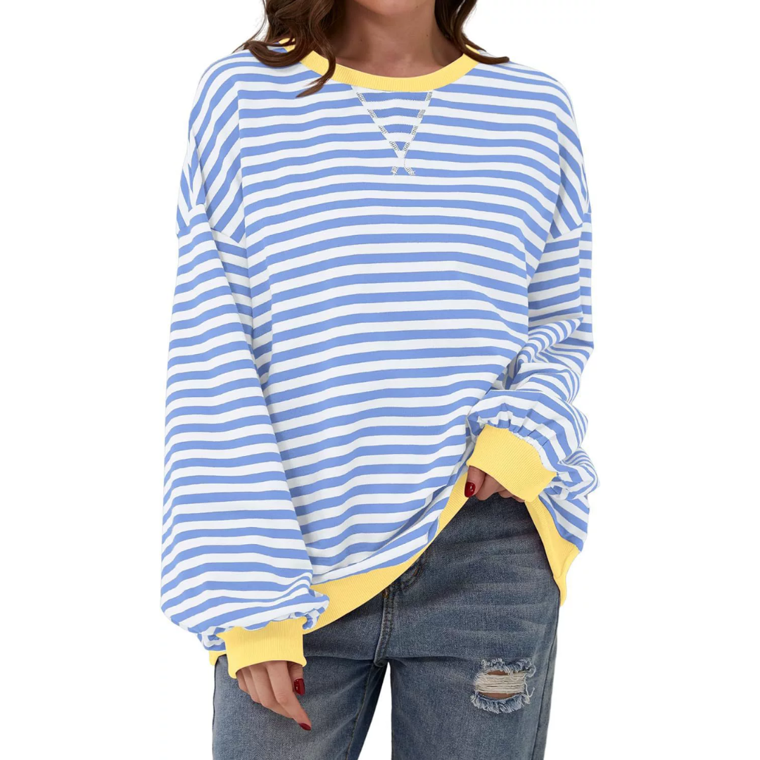 DARLOWE™ – Relaxed Striped Lantern Sleeve Hoodie