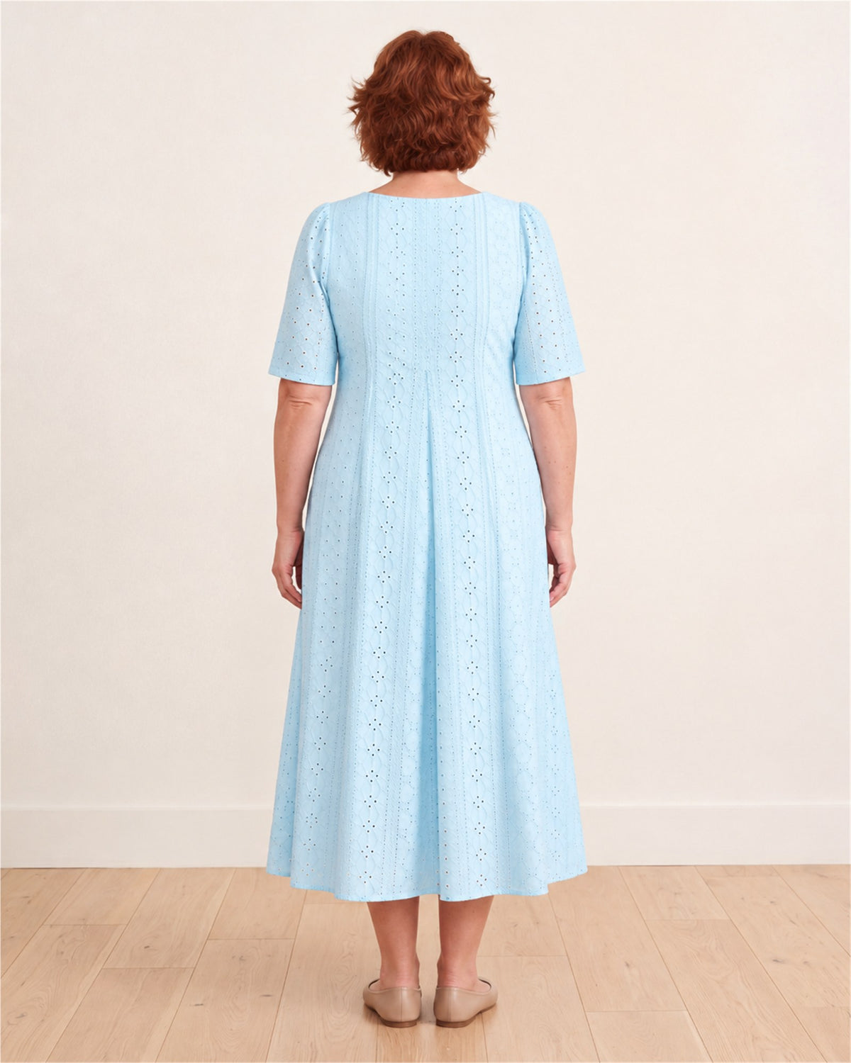 Skylight Grace Eyelet Pocket Midi Dress – back view