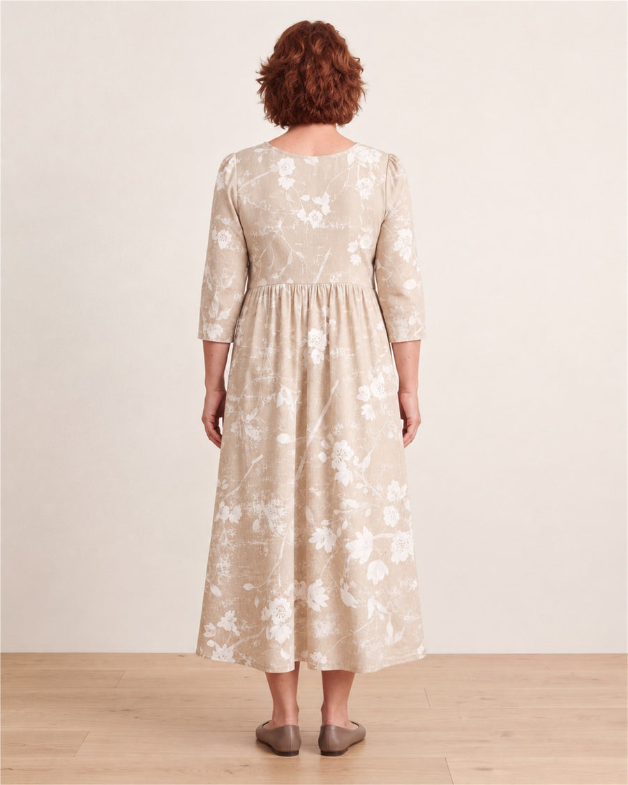 Soft Meadow Blossom Everyday Midi Dress – back view
