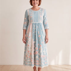Spring Blossom Patchwork Midi Dress