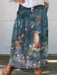 Roxy™ | Vintage Floral Animals Art Print Casual Pocket Skirt