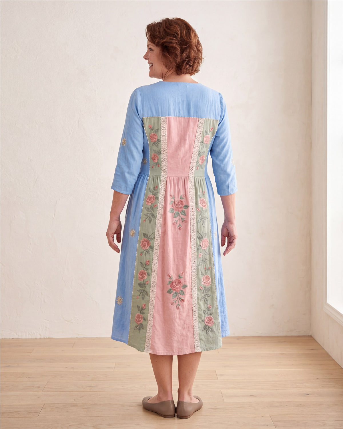 Vintage Rose Garden Patchwork Pocket Dress – view 4
