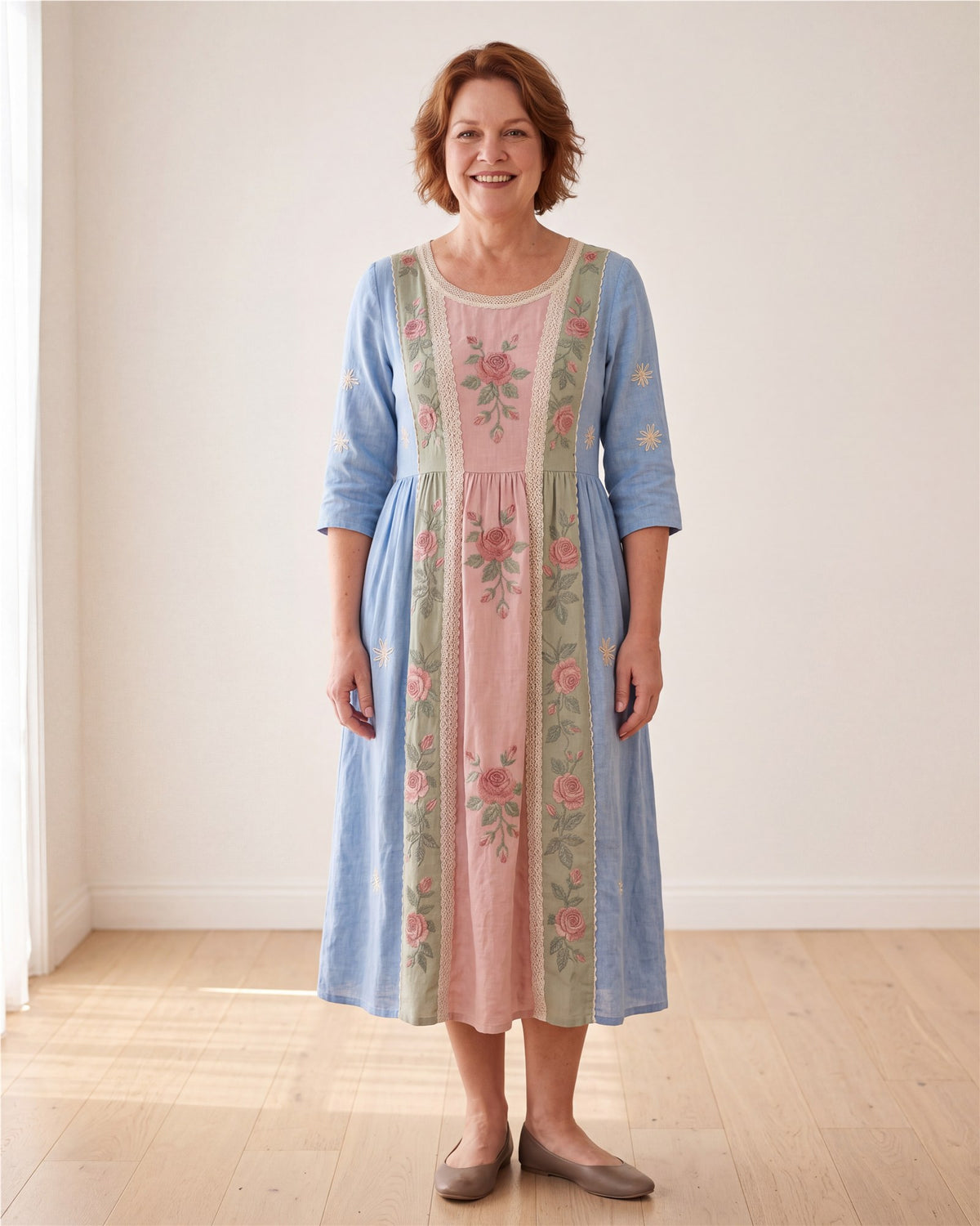 Vintage Rose Garden Patchwork Pocket Dress – view 5
