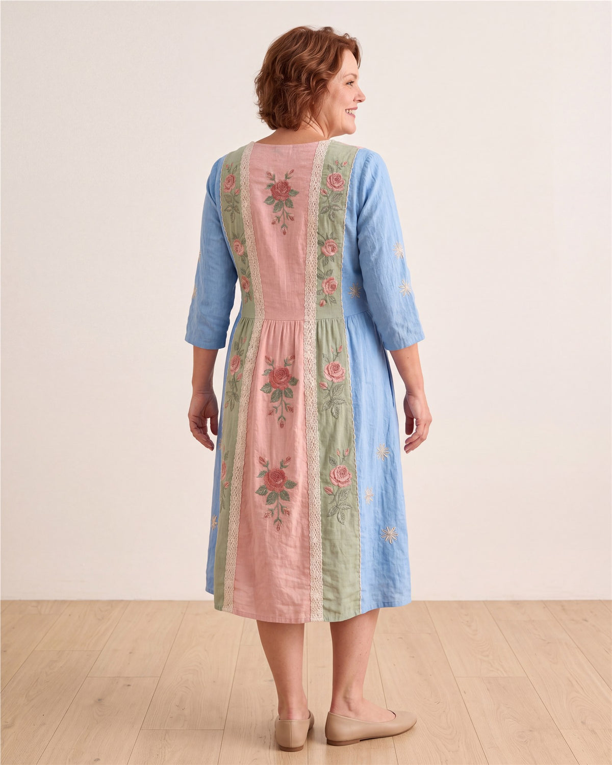 Vintage Rose Garden Patchwork Pocket Dress – view 6