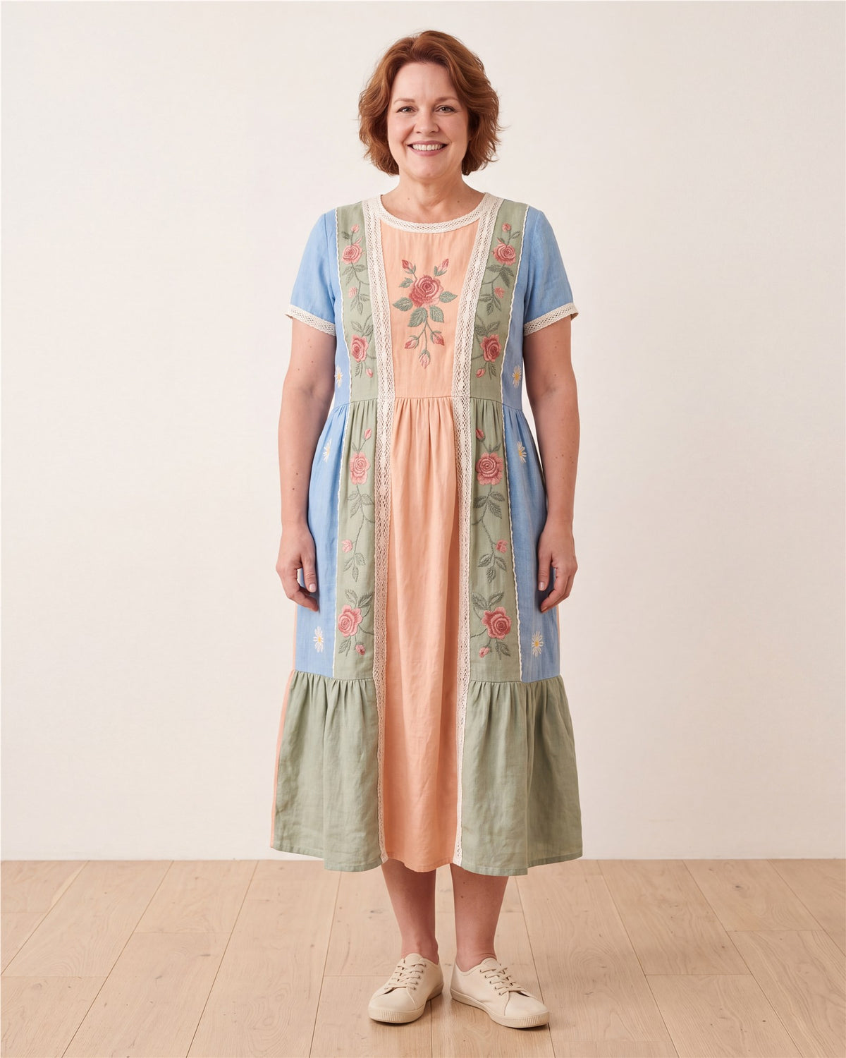 Vintage Rose Garden Patchwork Pocket Dress – view 7