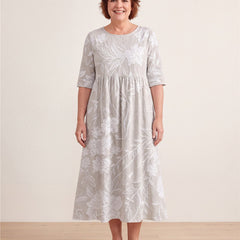Whispering Garden Elegant Pocket Midi Dress