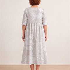 Whispering Garden Elegant Pocket Midi Dress – back view
