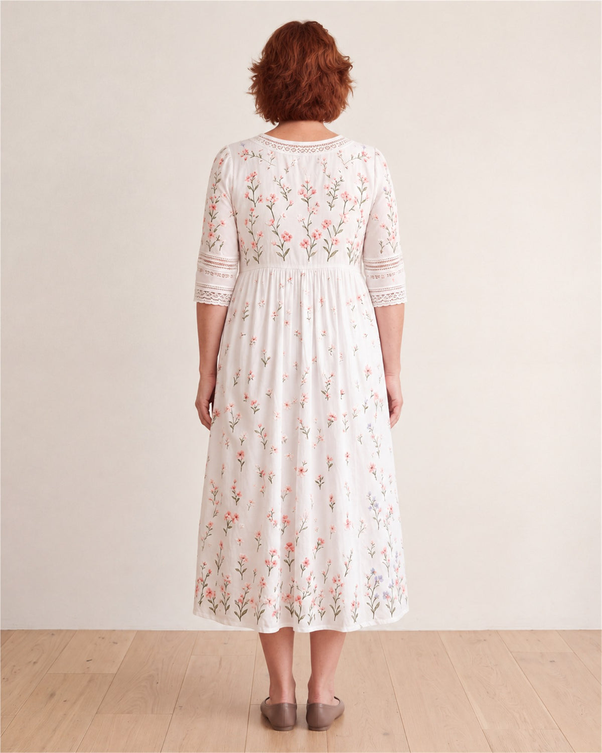 Whispering Wildflower Pocket Midi Dress – back view