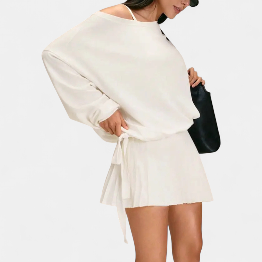 LEONIE™ – Soft Drawstring One-Shoulder Pullover Sweatshirt