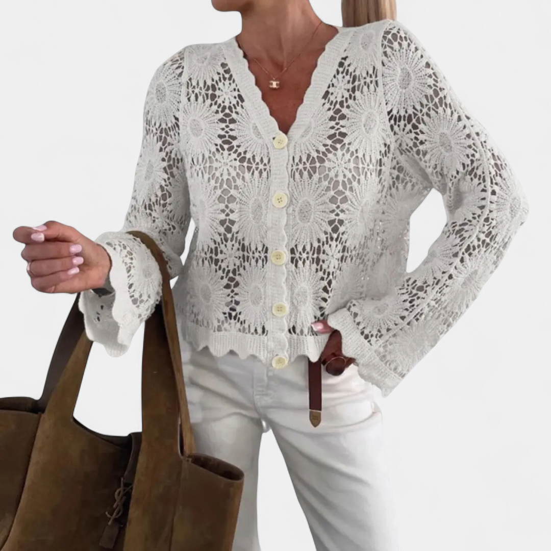 CALLA™ – Breezy Hollow-Knit Crochet Cover Up Blouse