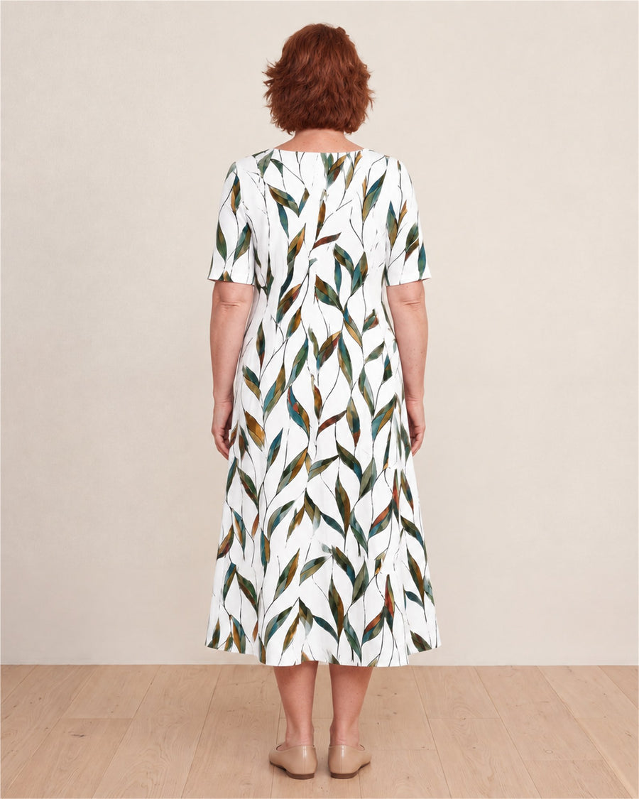 Willow Meadow Botanical Pocket Midi Dress – back view