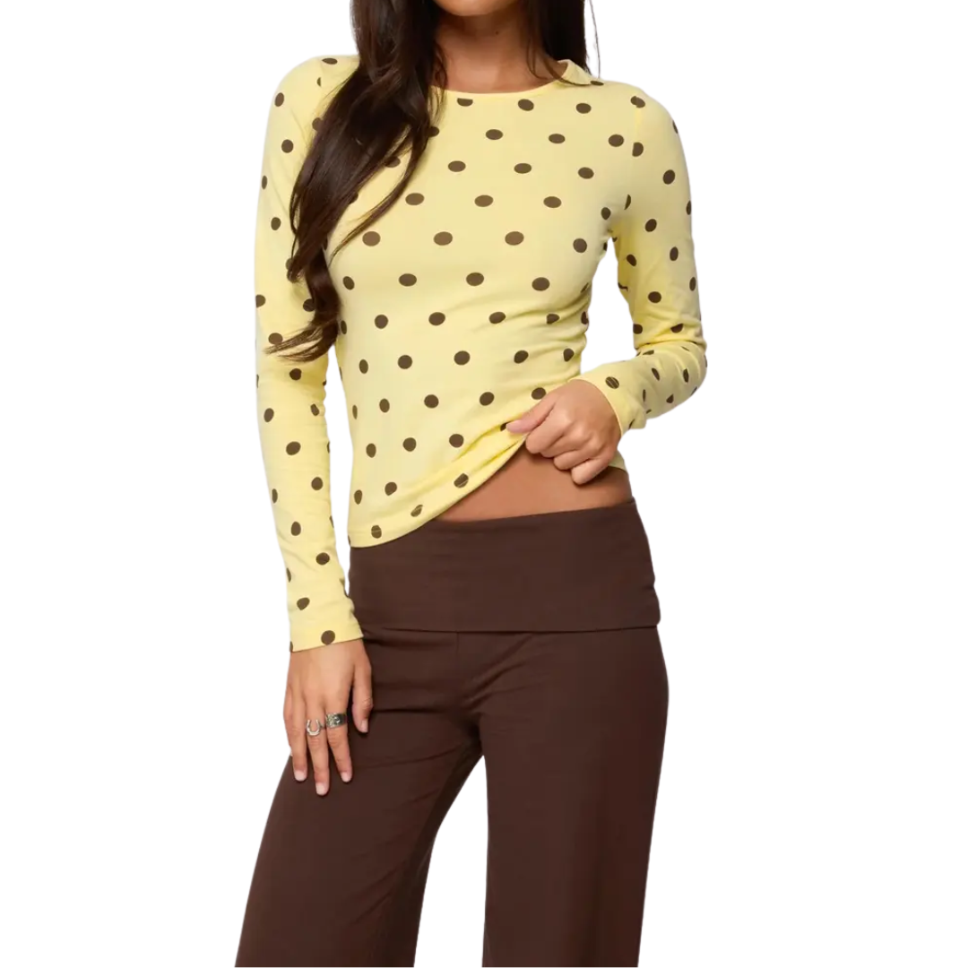 DOTTY™ – Polka Dot Slim Fit Long Sleeve Top