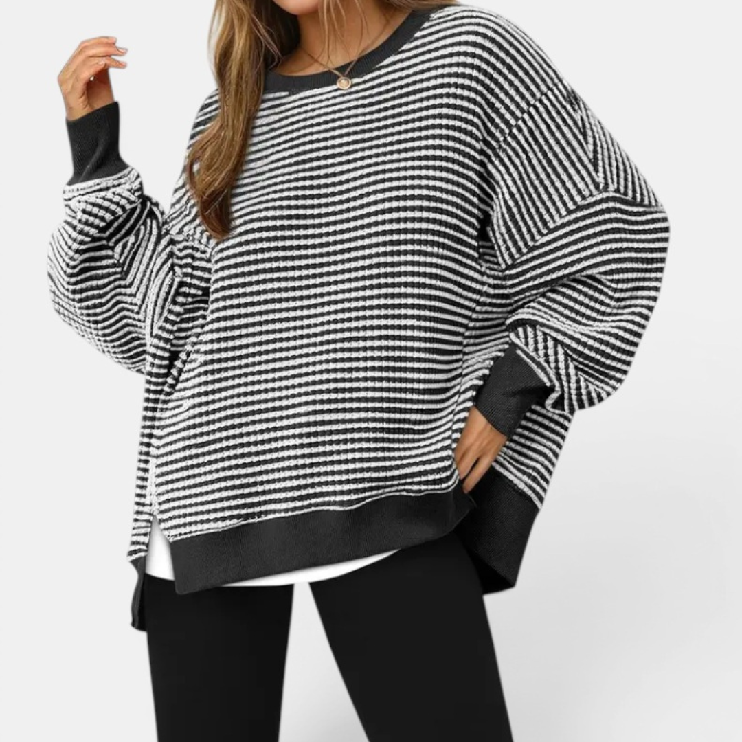 BRISENNE™ – Cozy Waffle Knit Pullover Sweatshirt
