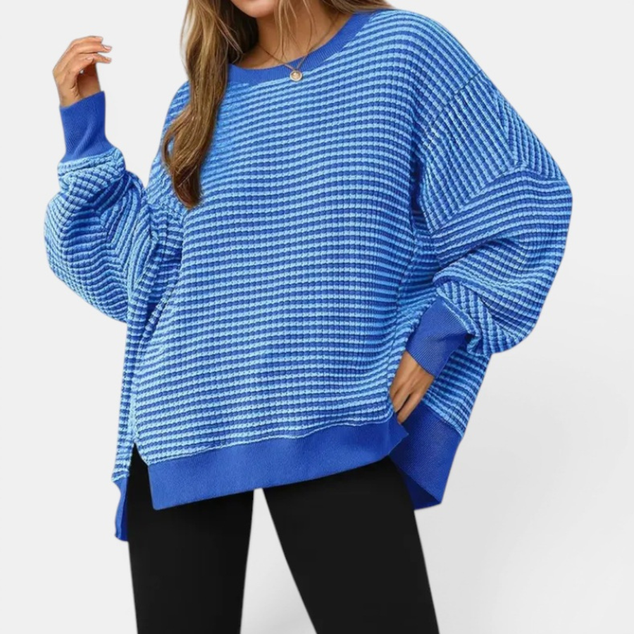 BRISENNE™ – Cozy Waffle Knit Pullover Sweatshirt