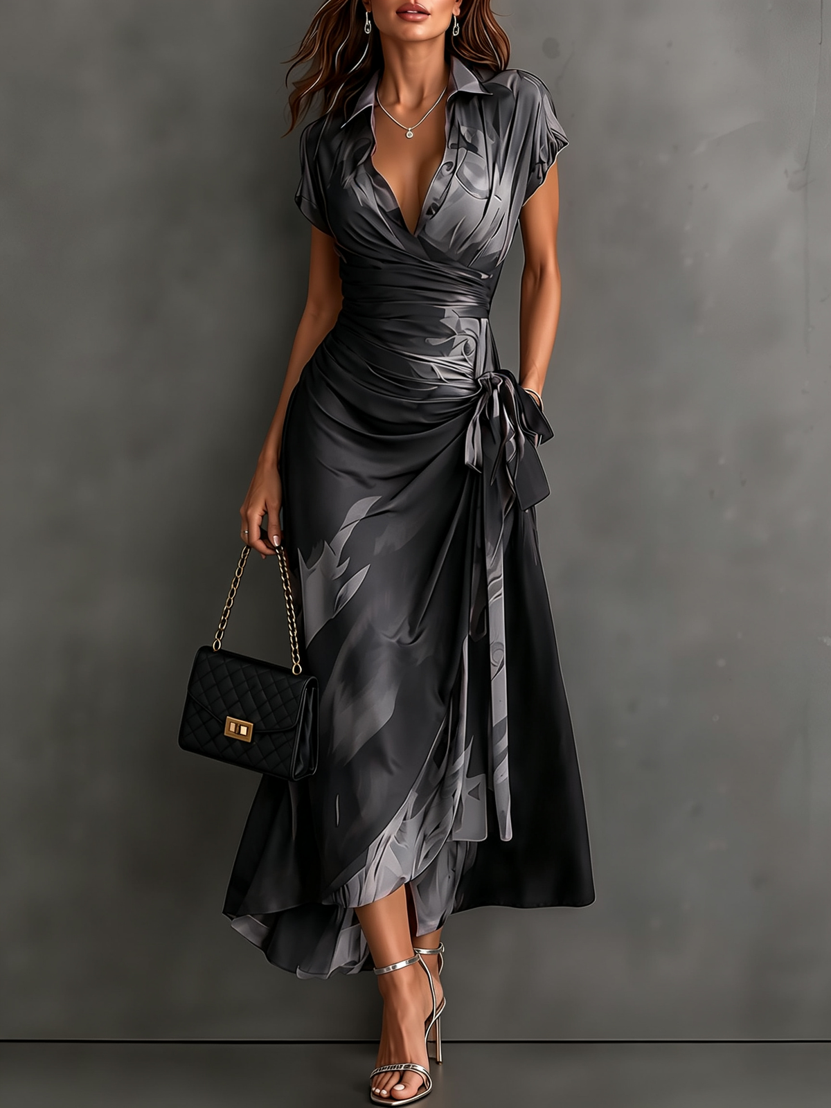 Marisol | Abstract Print Wrap Midi Dress