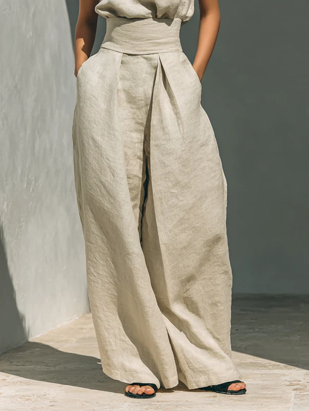 Evanna™ High-Neck Cotton Trouser Set