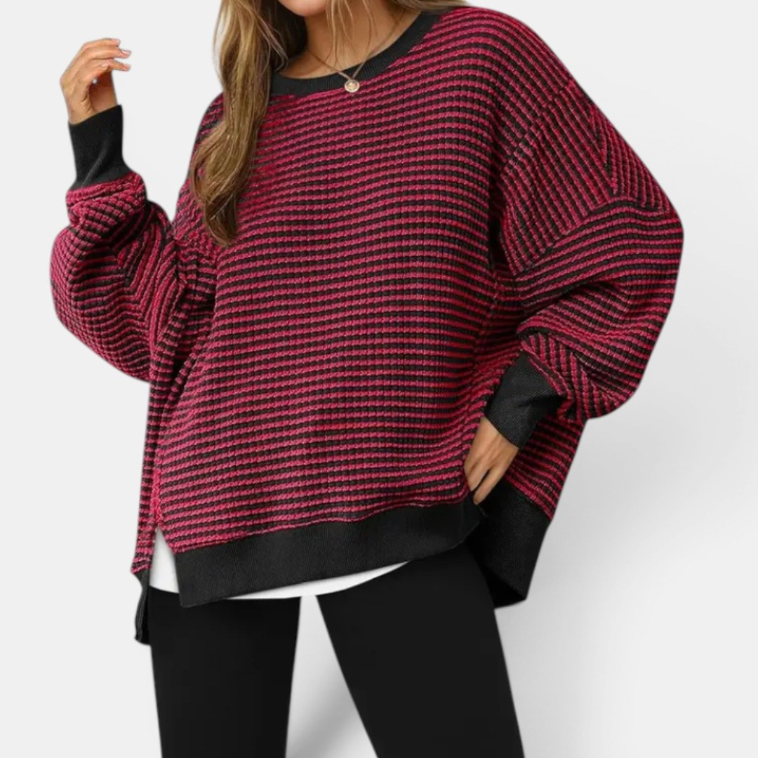 BRISENNE™ – Cozy Waffle Knit Pullover Sweatshirt