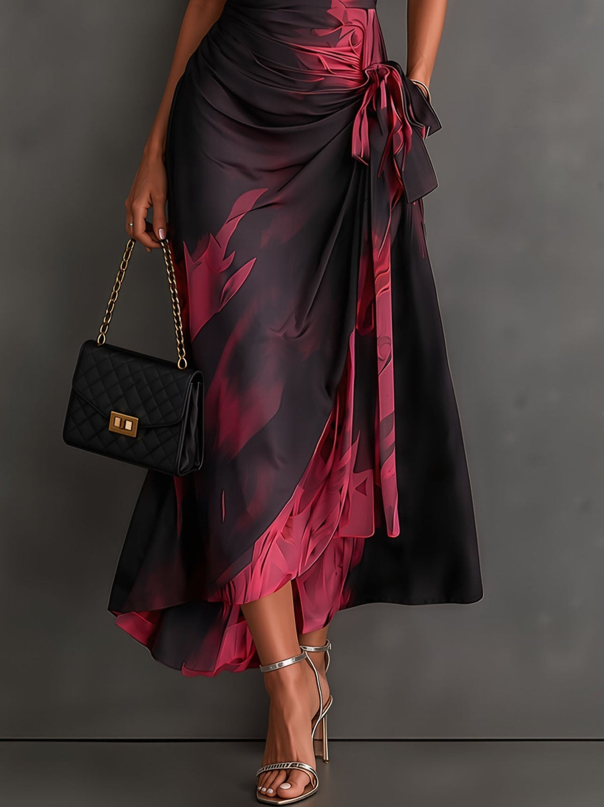 Marisol | Abstract Print Wrap Midi Dress