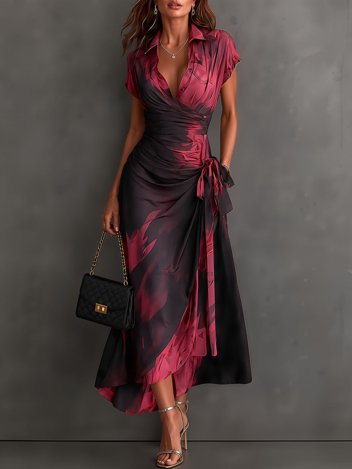 Marisol | Abstract Print Wrap Midi Dress